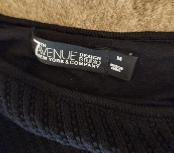 7th Ave Design StudioElegant Black One-Shoulder Top - Picture 2 of 4